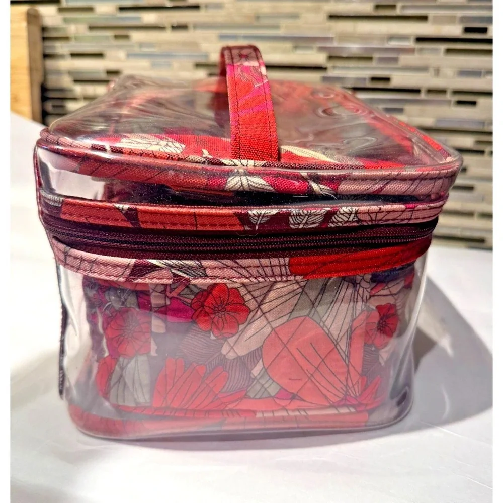 Vera Bradley 4 Pc Cosmetic Travel Organizer Set Floral Clear Makeup Case Bag